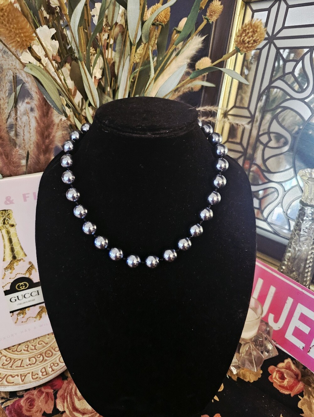 Vintage Black Faux Pearl